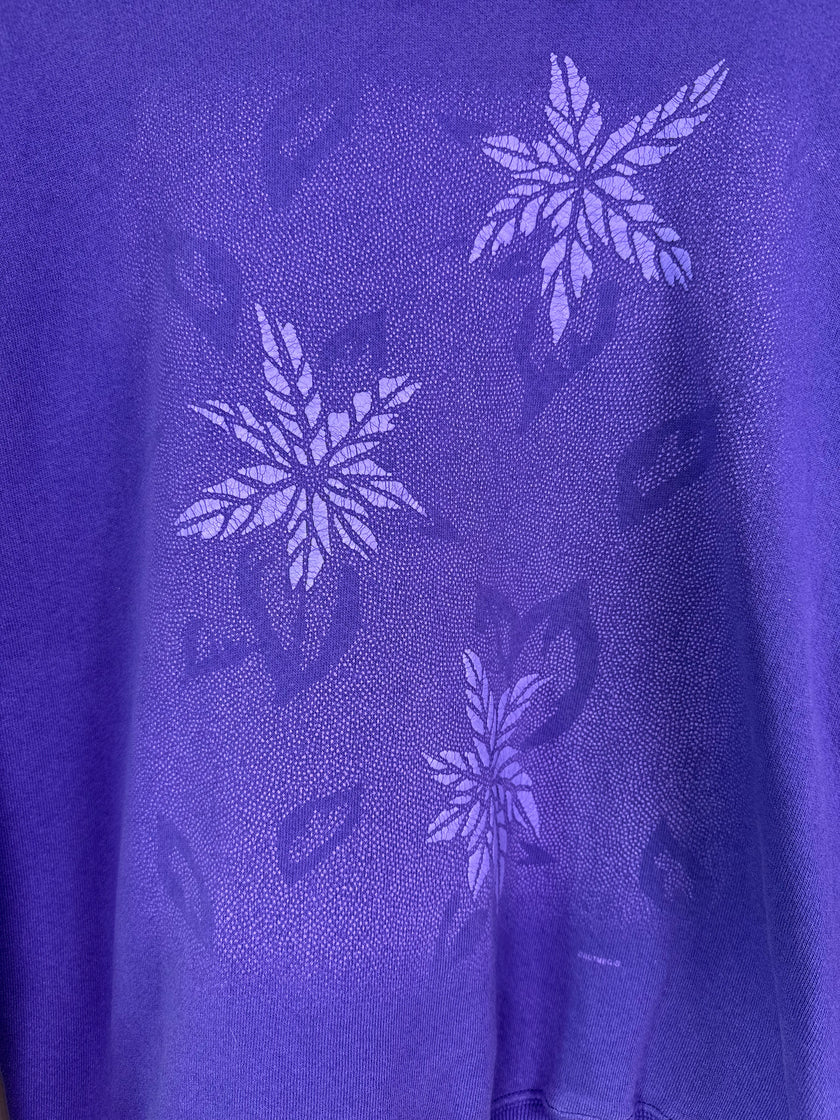 Double Collar Purple Floral Crewneck