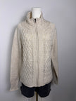 REI Beige Knit Full Zip Sweater
