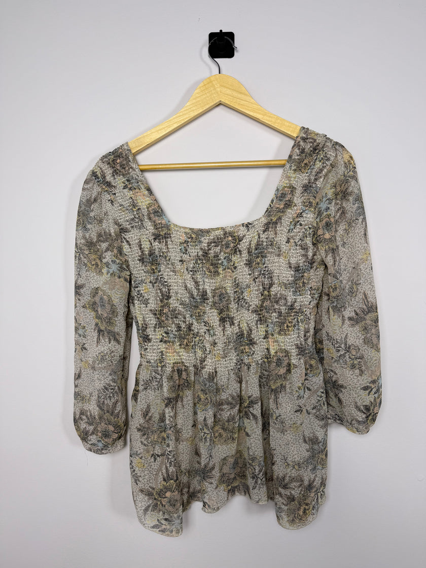 Free People Floral Sheer Blouse