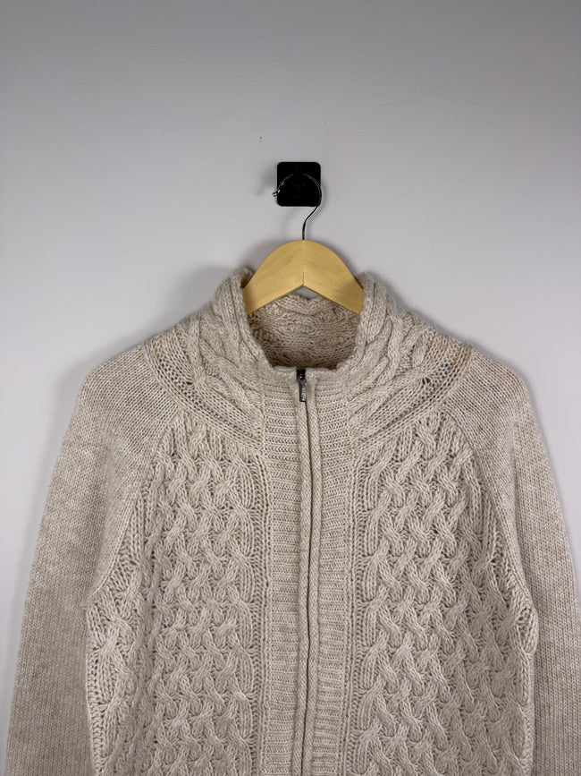 REI Beige Knit Full Zip Sweater