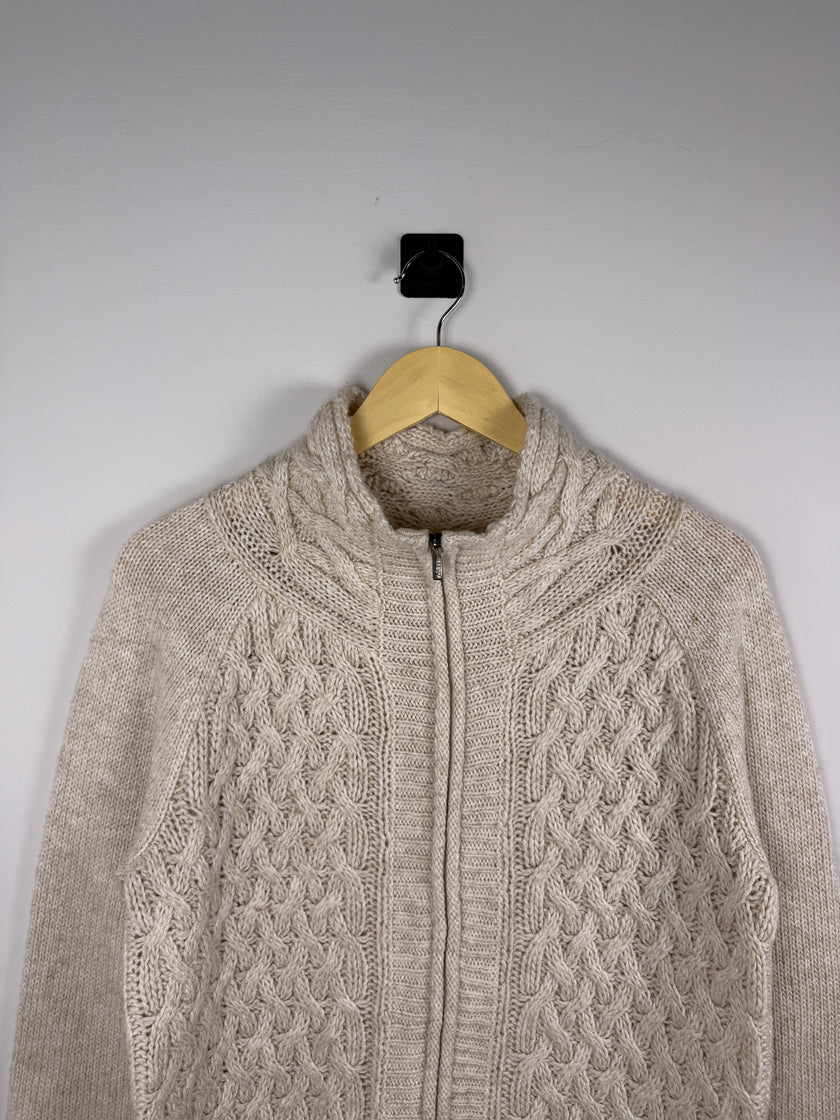 REI Beige Knit Full Zip Sweater