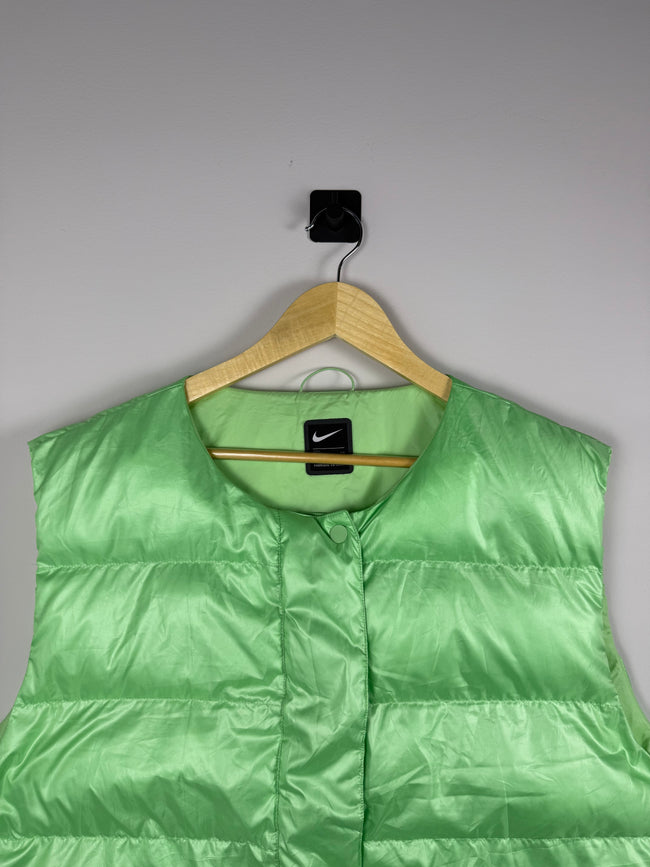 Nike Metallic Neon Green Cropped Puffer Vest