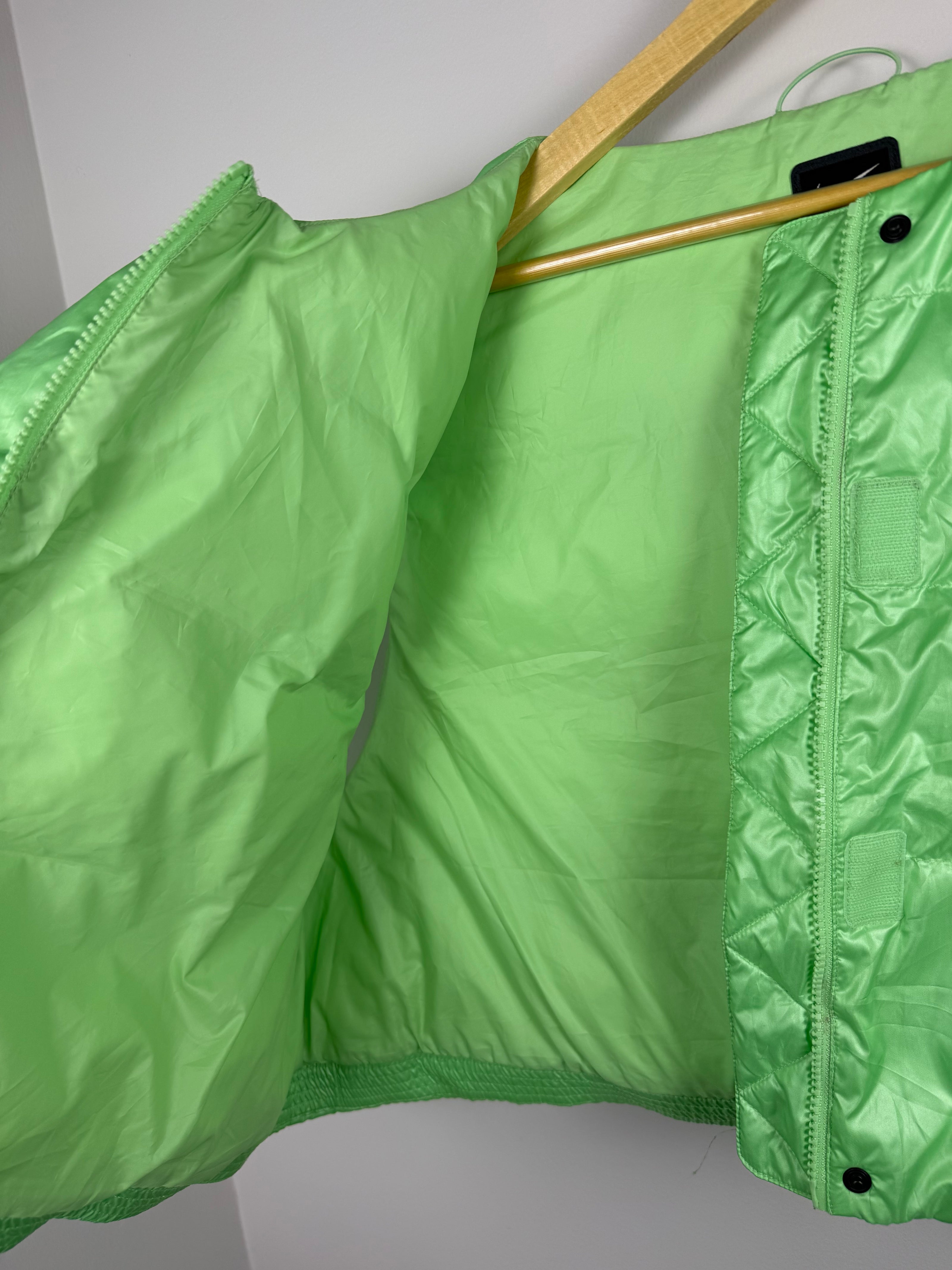 Nike Metallic Neon Green Cropped Puffer Vest