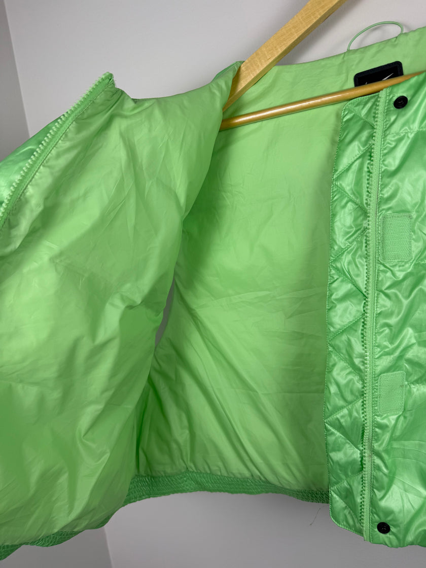 Nike Metallic Neon Green Cropped Puffer Vest