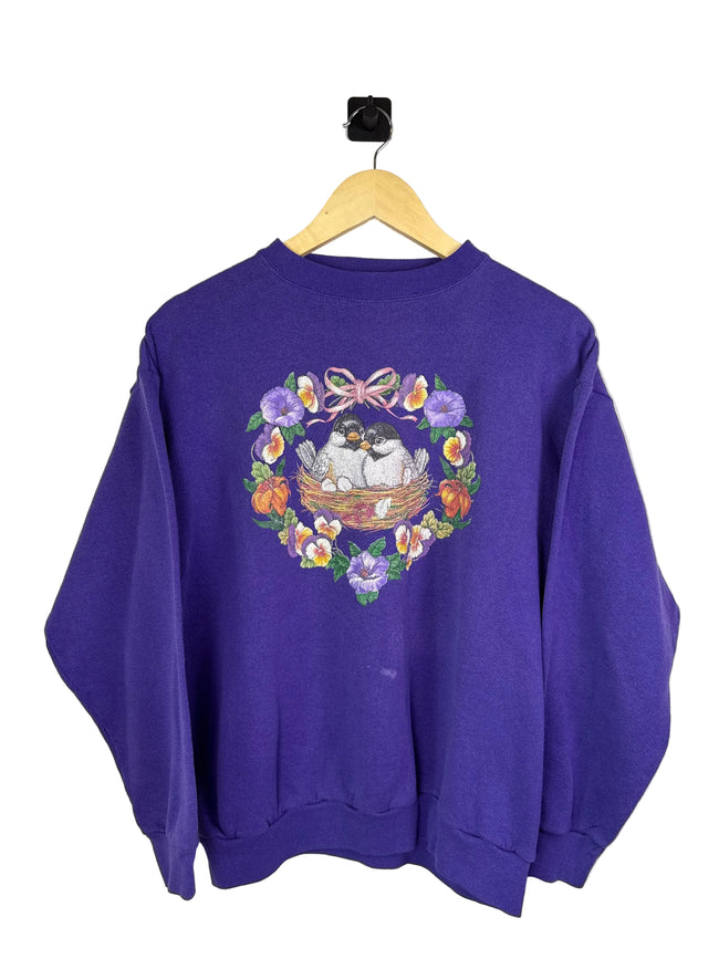 Floral Nest Birds Crewneck Sweater