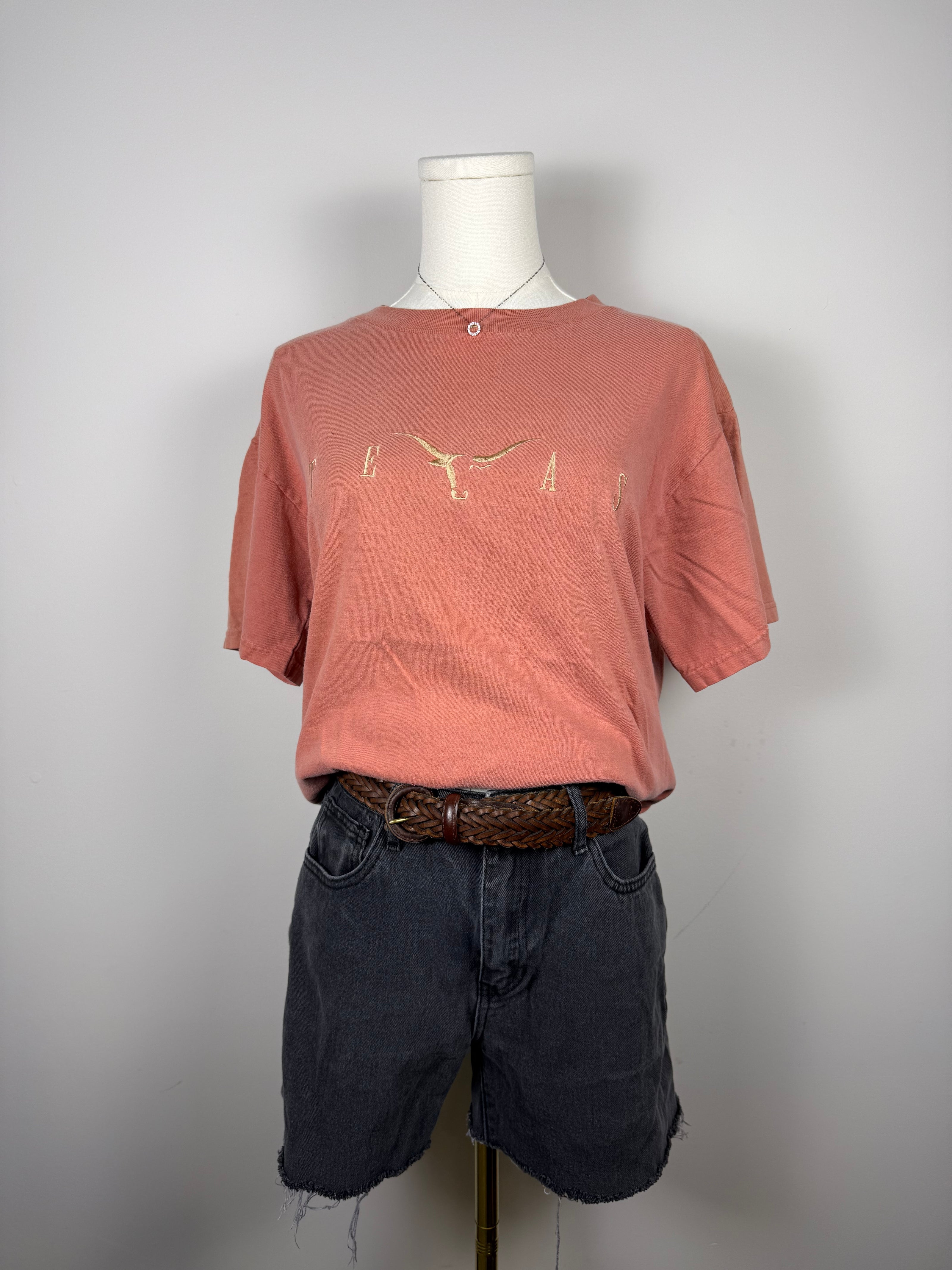 Texas Horn Embroidered Spell Out Tee