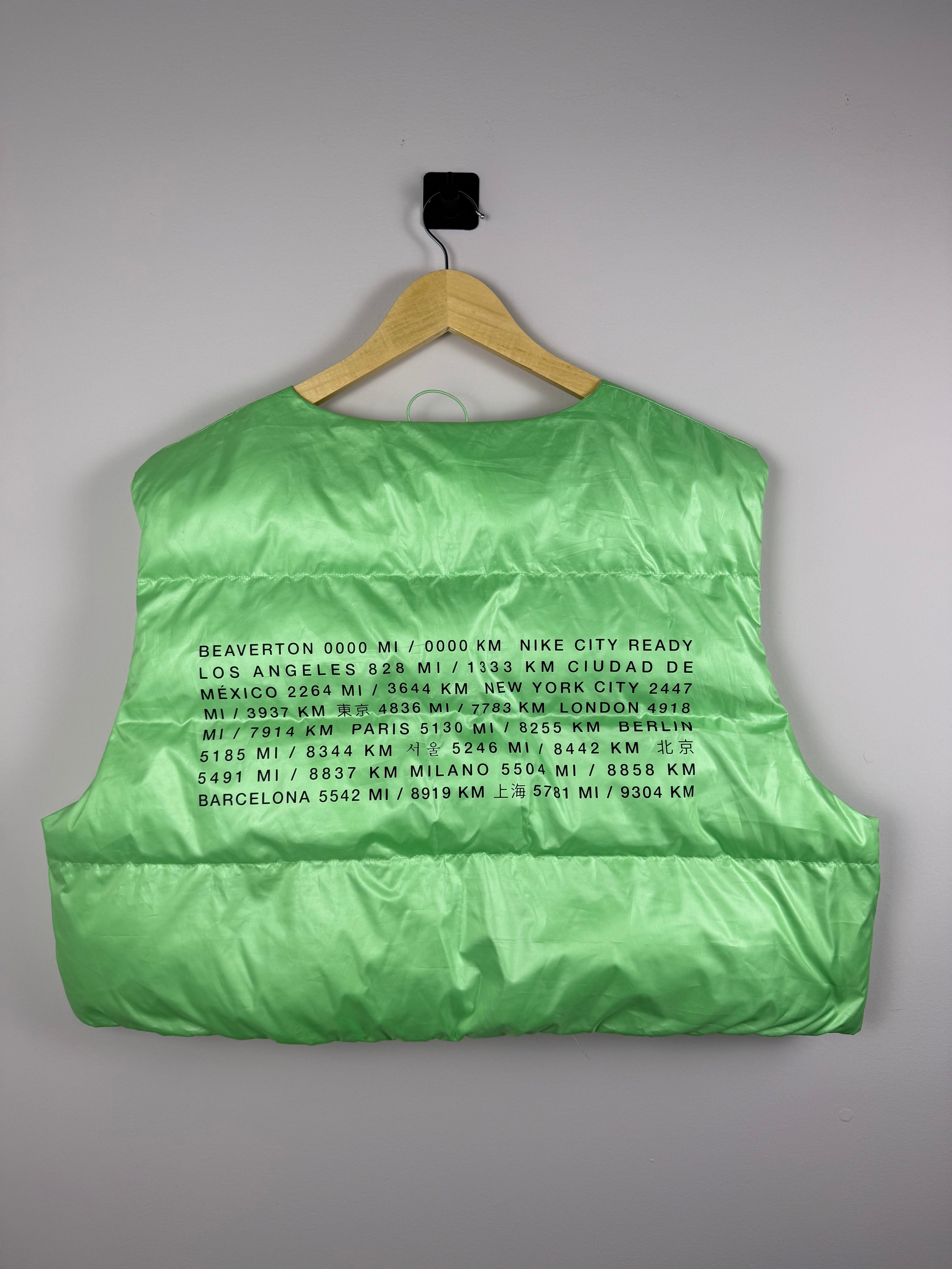 Nike Metallic Neon Green Cropped Puffer Vest