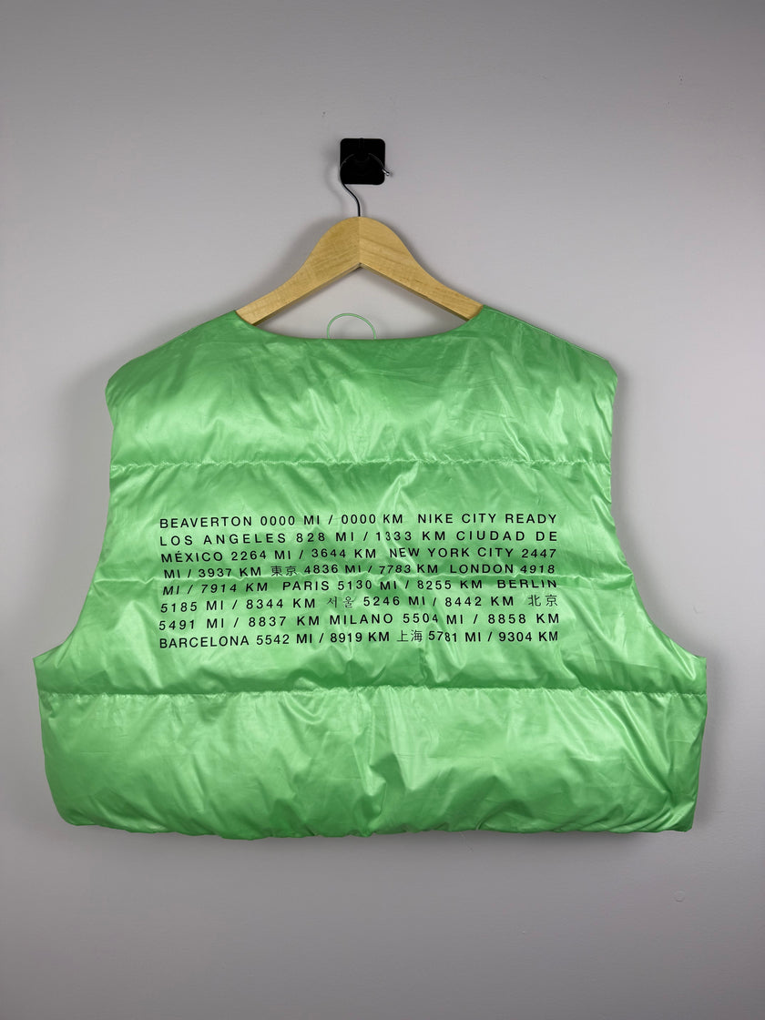Nike Metallic Neon Green Cropped Puffer Vest
