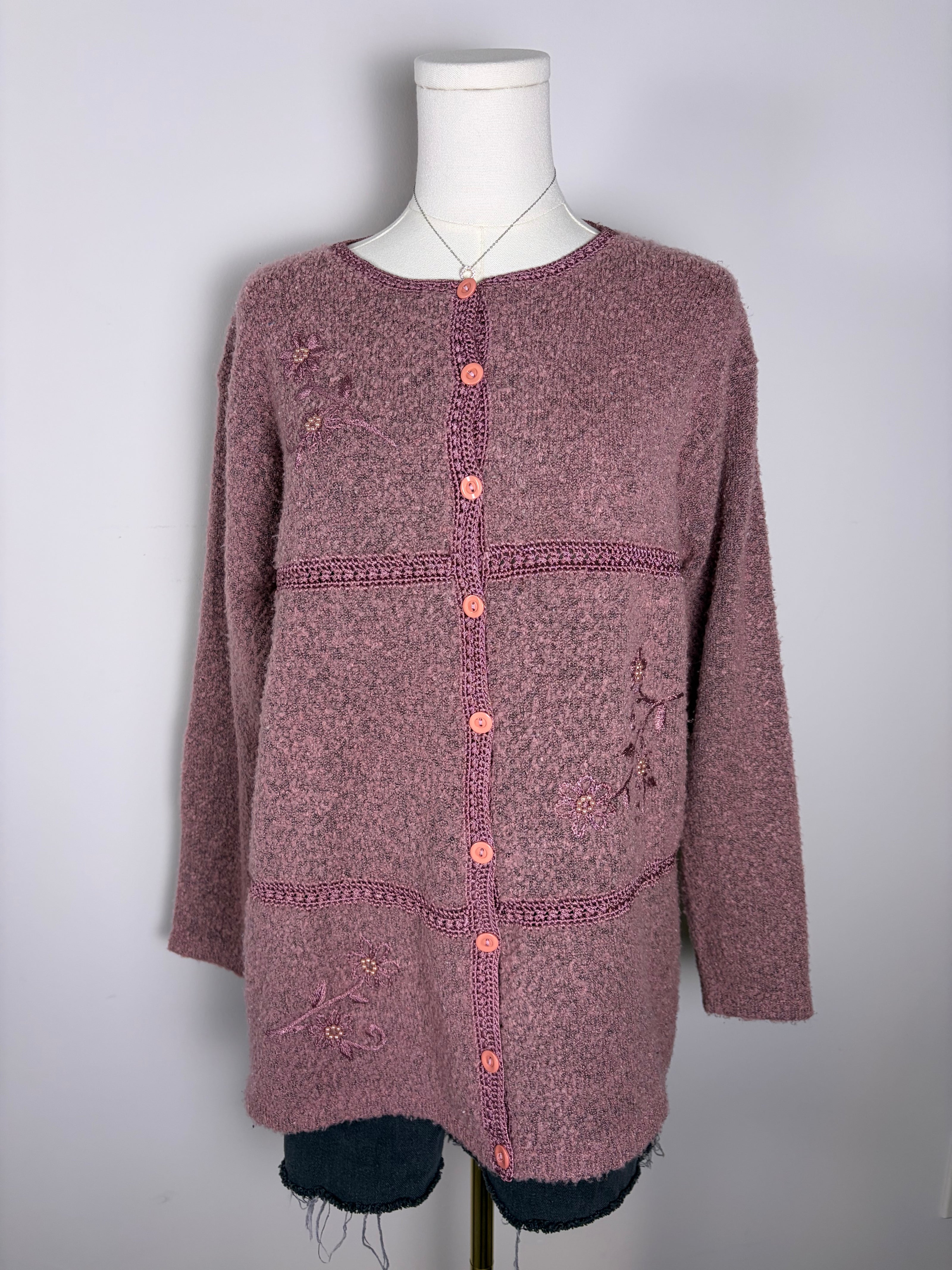 Jenny Floral Sweater Blouse Button Up