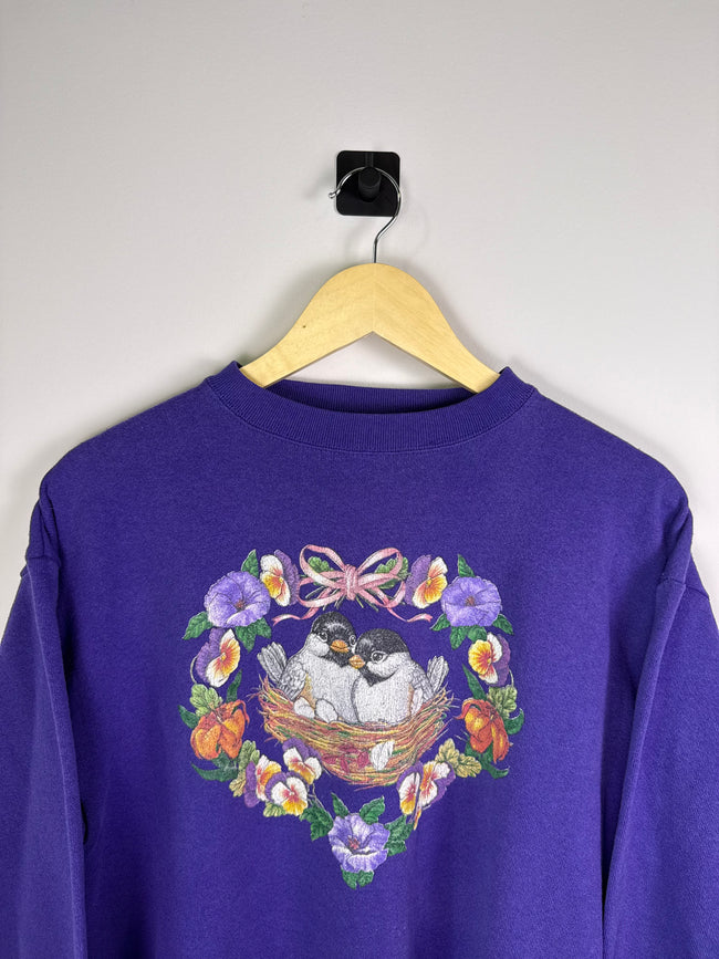 Floral Nest Birds Crewneck Sweater