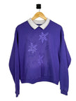 Double Collar Purple Floral Crewneck