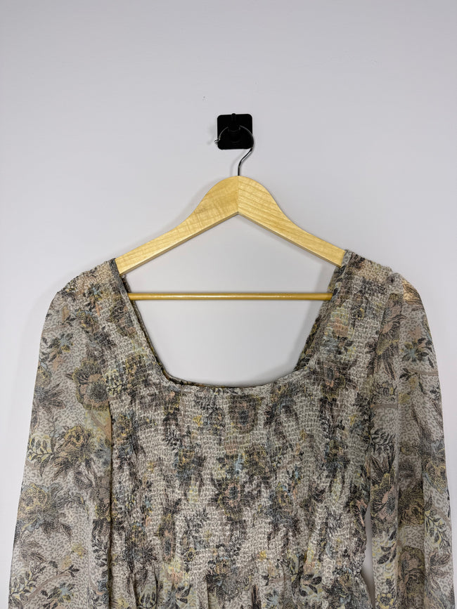 Free People Floral Sheer Blouse