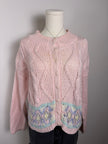 Margules Pink Pastel Cable Knit Button Up Sweater