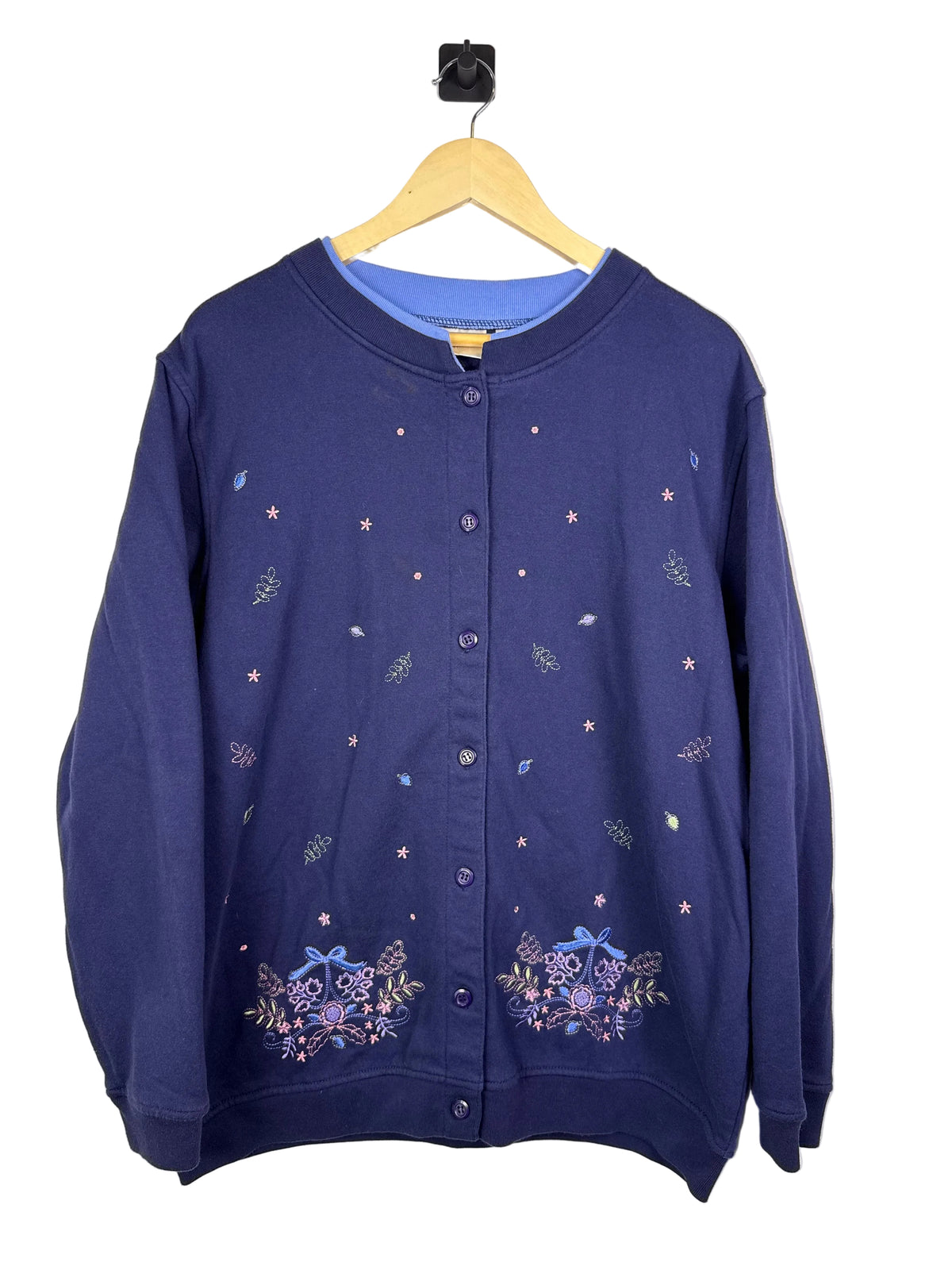 Colorful Embroidered Button-Up Sweater