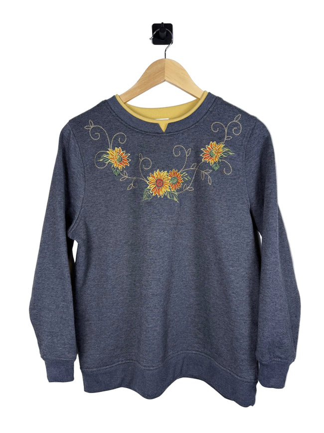 Sunflower Embroidered Double Collar Sweater