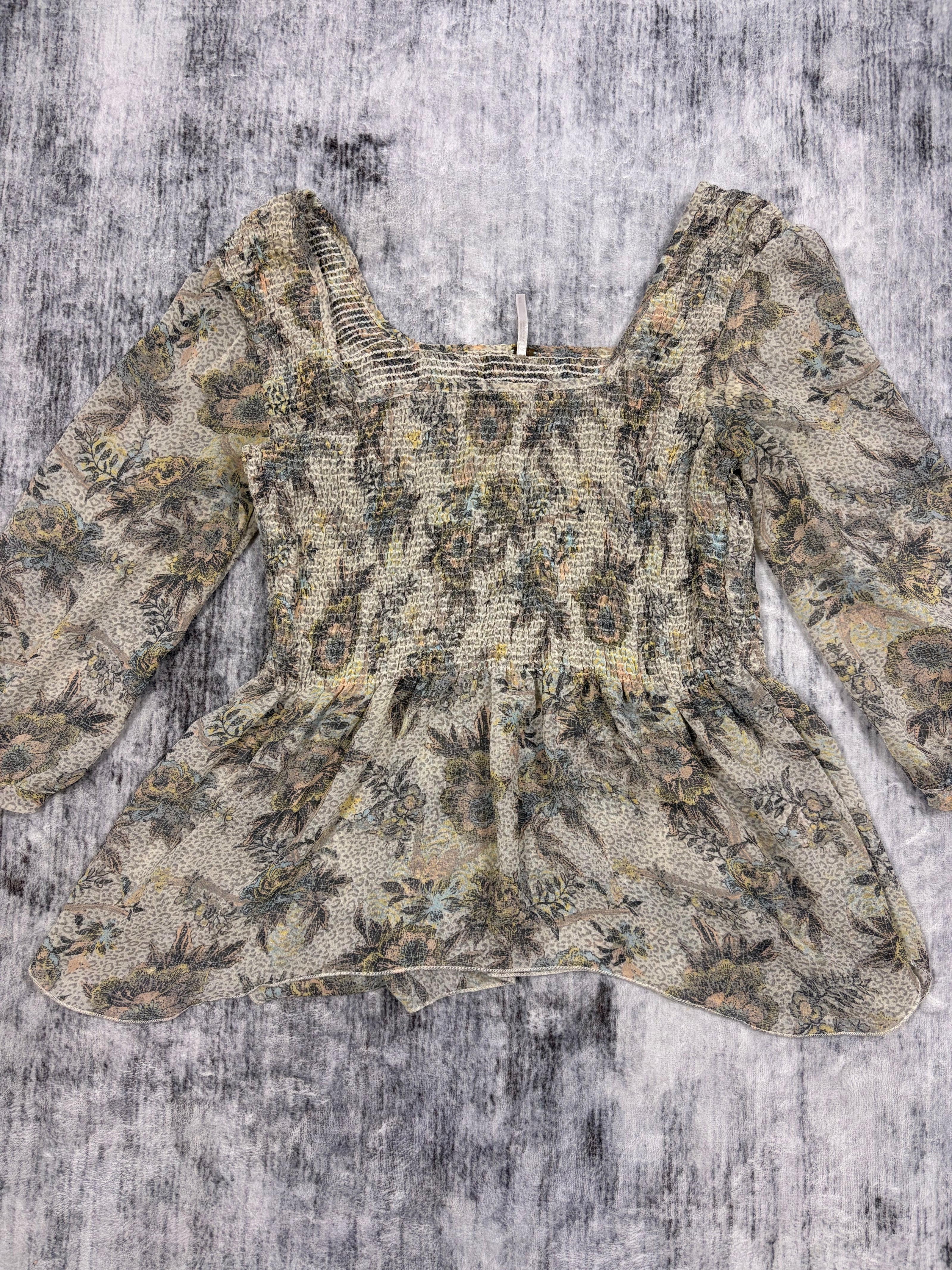 Free People Floral Sheer Blouse