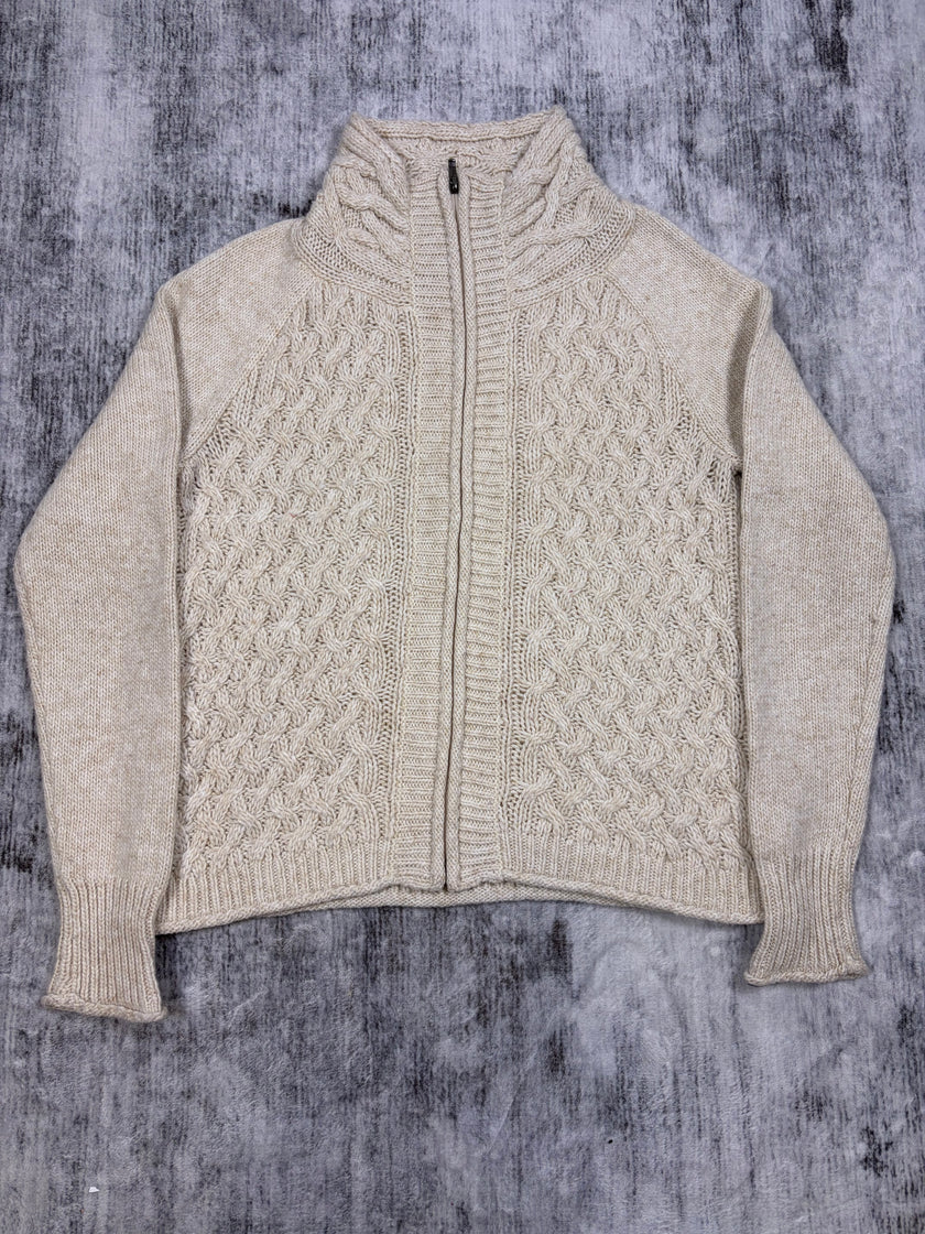 REI Beige Knit Full Zip Sweater