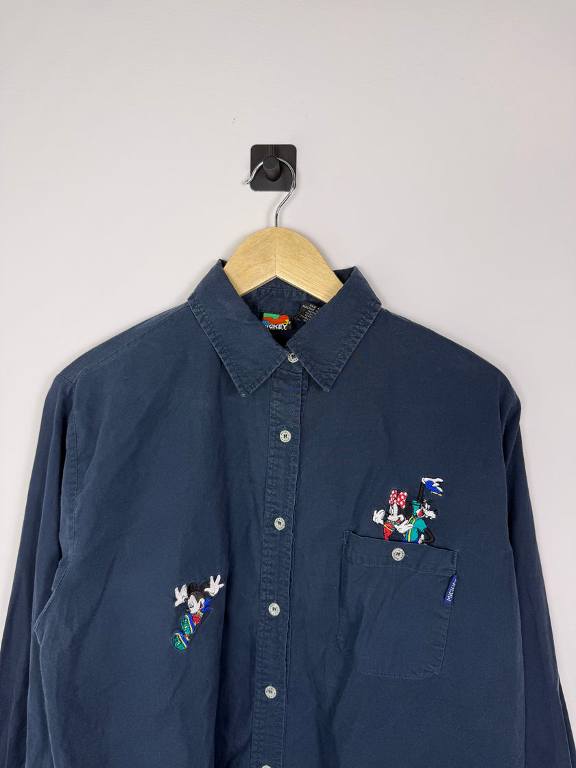 Mickey Mouse Embroidered Button Up