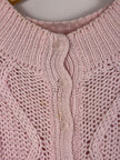 Margules Pink Pastel Cable Knit Button Up Sweater