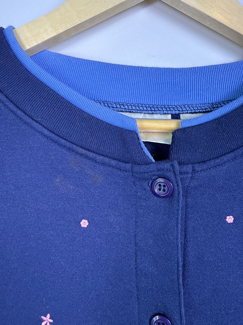 Colorful Embroidered Button-Up Sweater