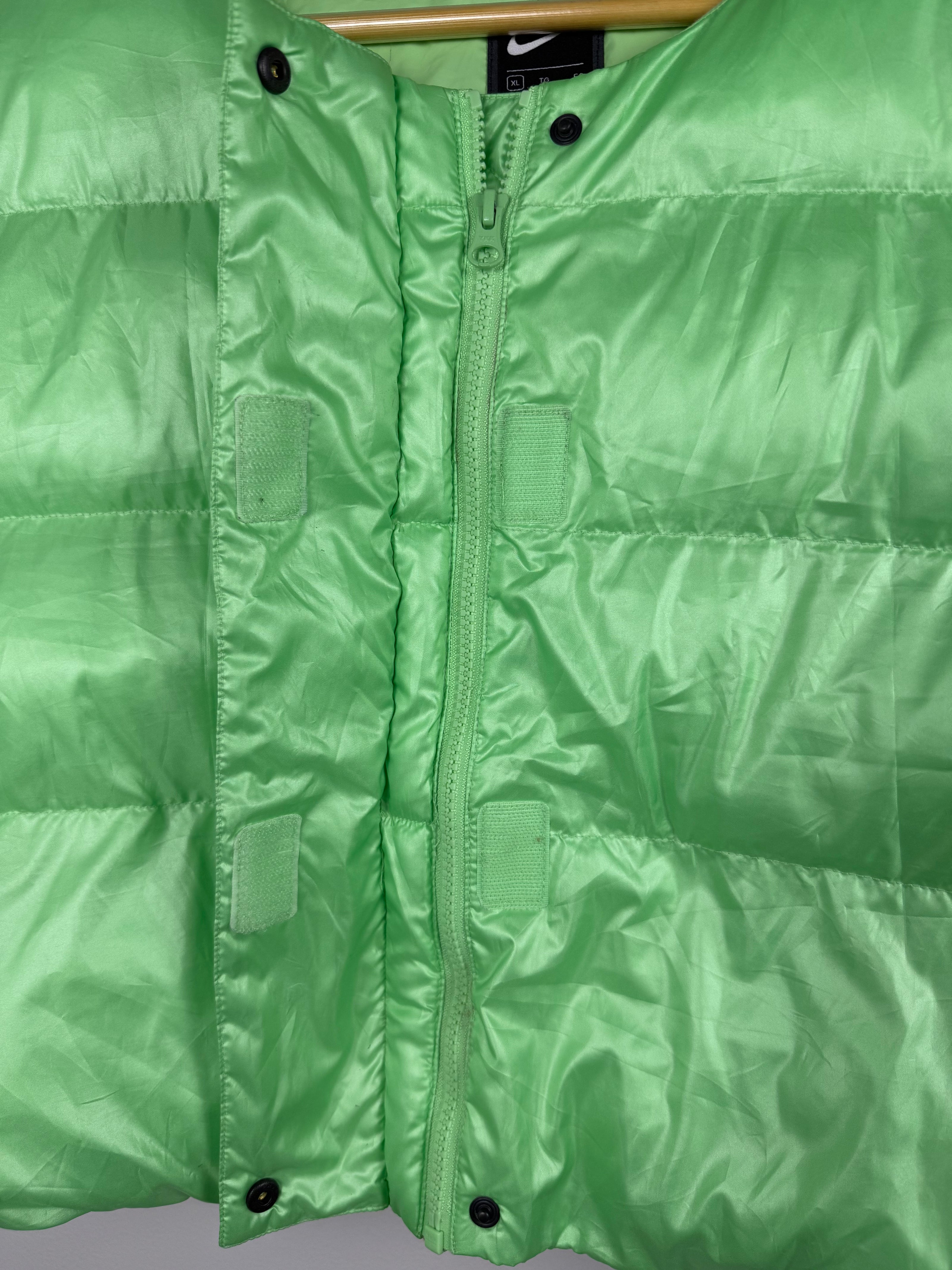 Nike Metallic Neon Green Cropped Puffer Vest