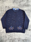Colorful Embroidered Button-Up Sweater