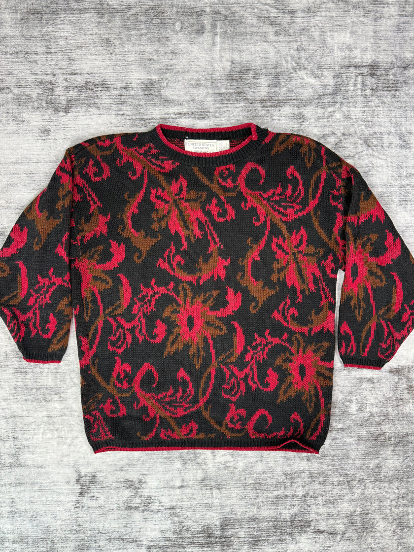 United States Sweaters Floral Granny Knit Sweater