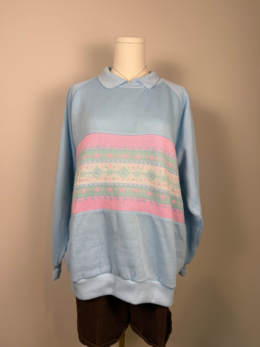 90s Pastel Cottagecore Collared Sweater