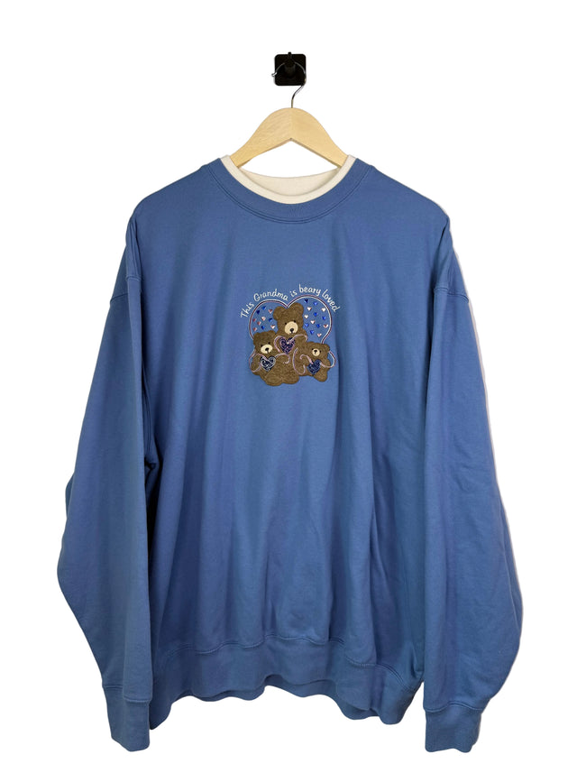 Teddy Bear Grandma Double Collar Sweatshirt