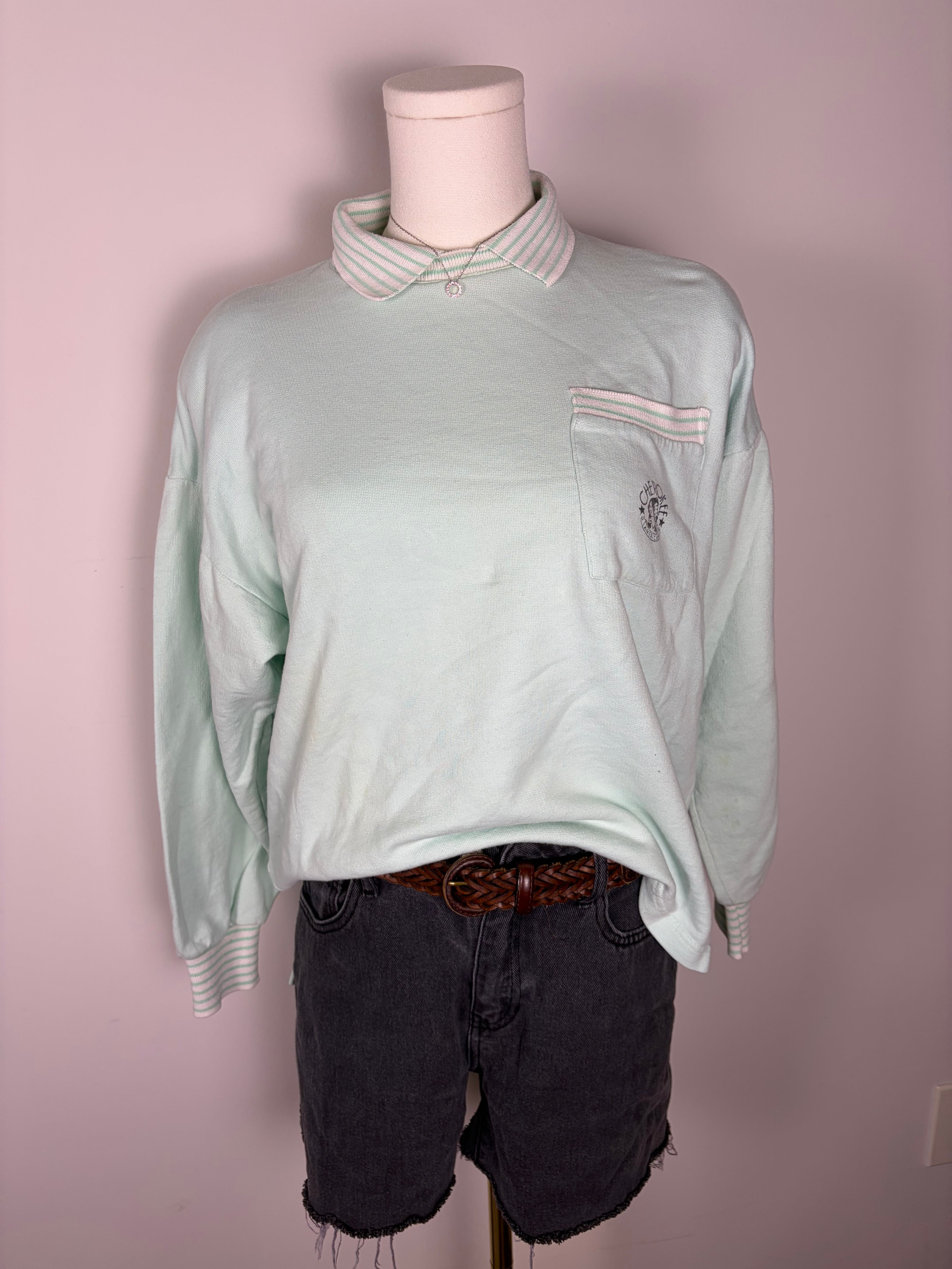 Cherokee Long Sleeve Striped Collared Shirt
