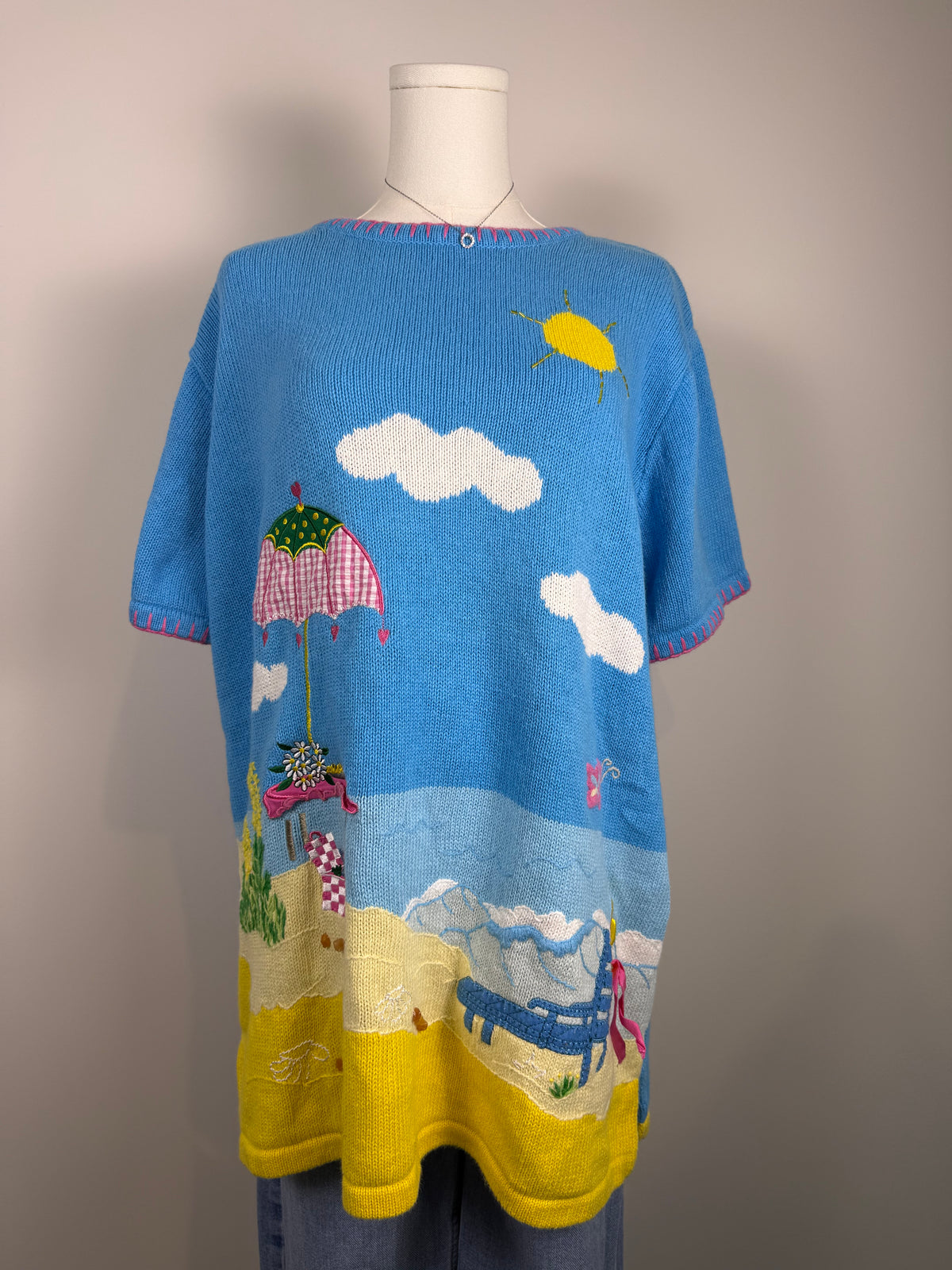 Coastal Quacker Factory Beach Embroidered Sweater