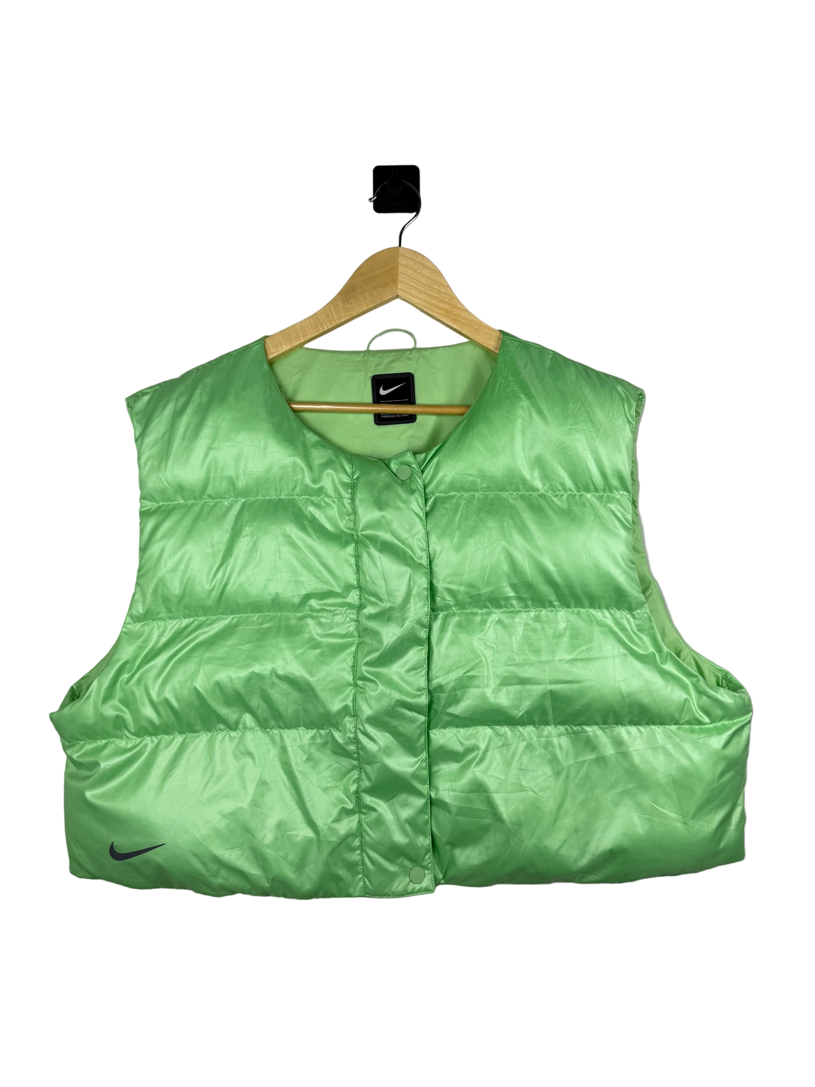 Nike Metallic Neon Green Cropped Puffer Vest