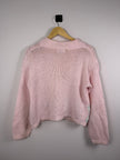 Margules Pink Pastel Cable Knit Button Up Sweater