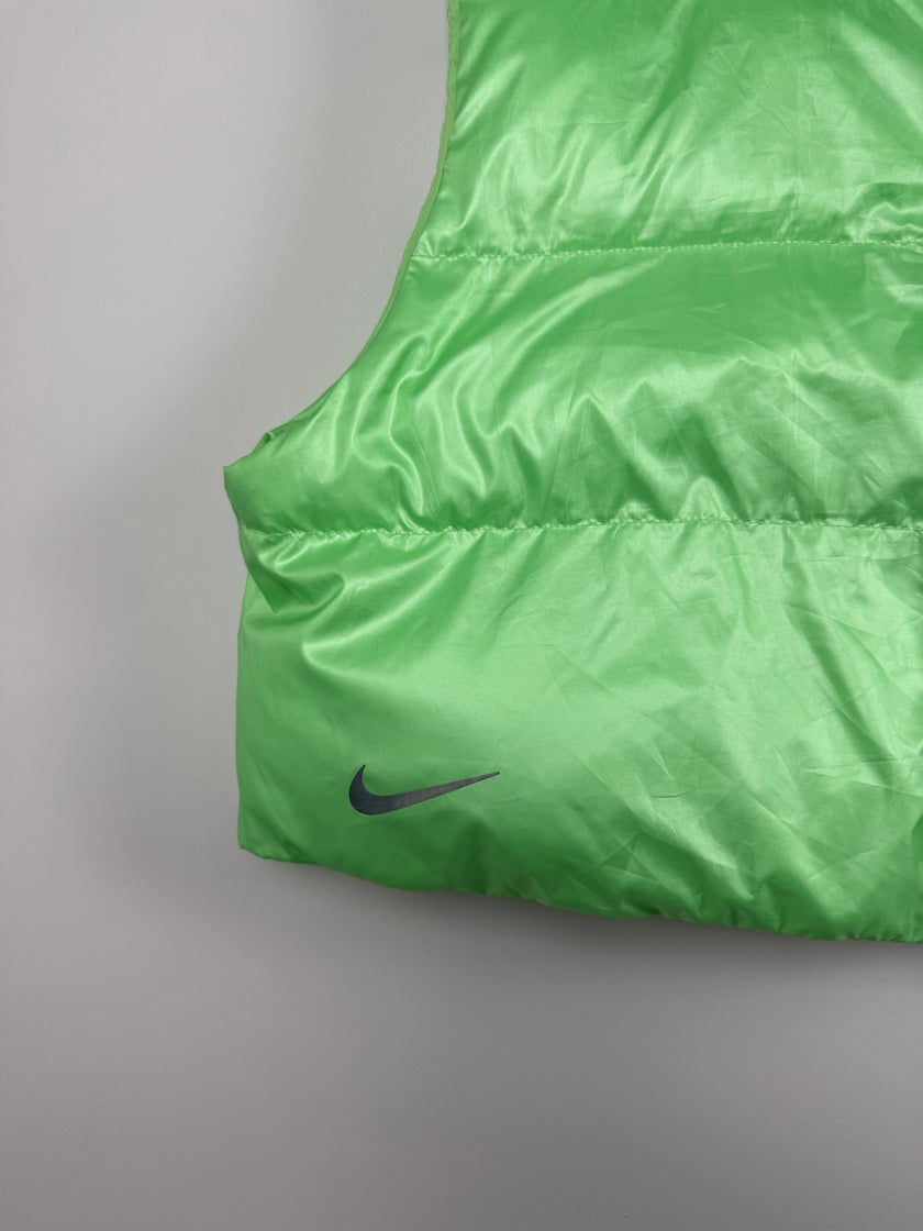 Nike Metallic Neon Green Cropped Puffer Vest