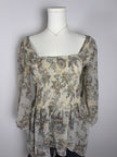 Free People Floral Sheer Blouse