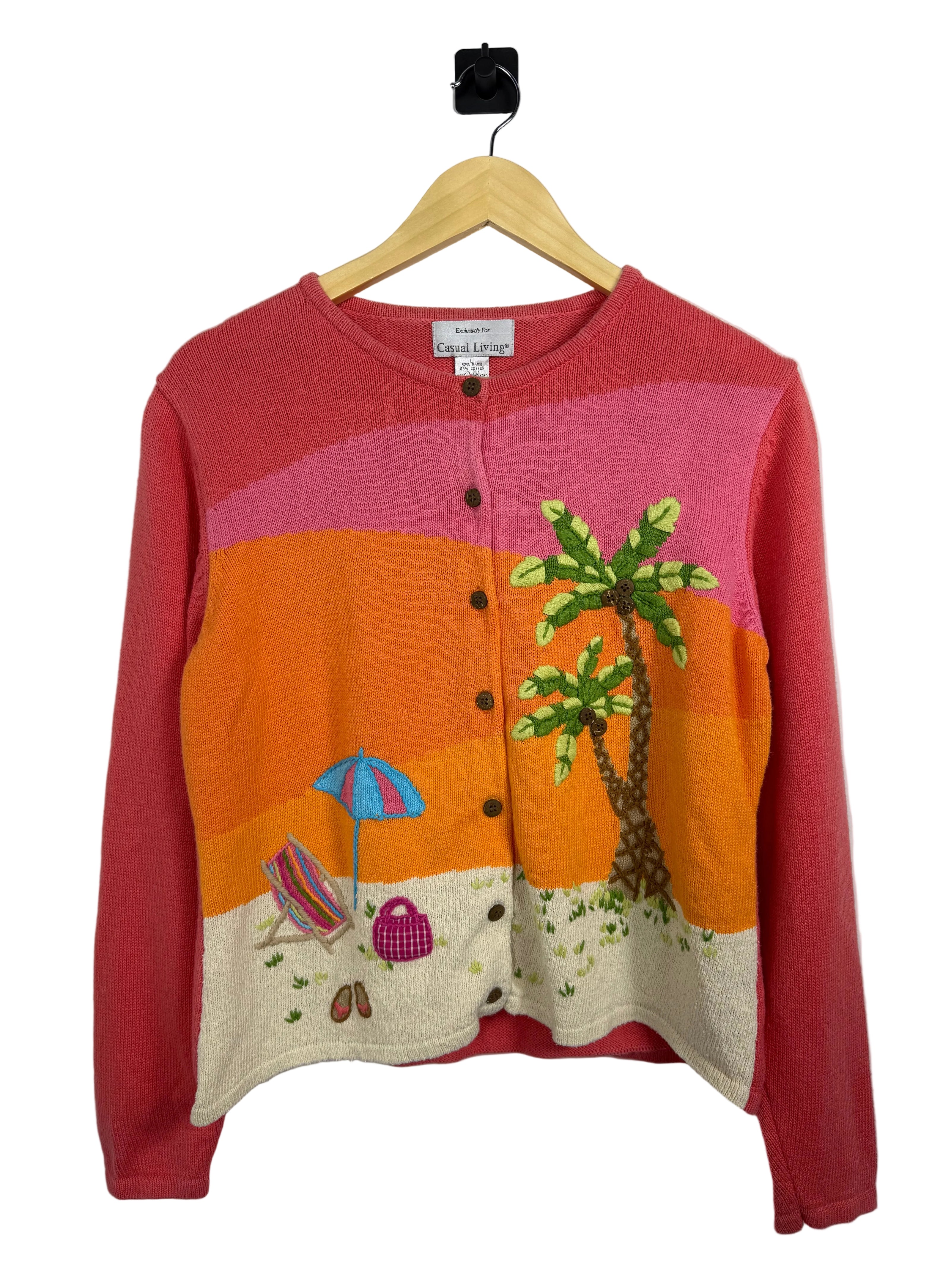 Casual Living Granny Coastal Palm Tree Sweater
