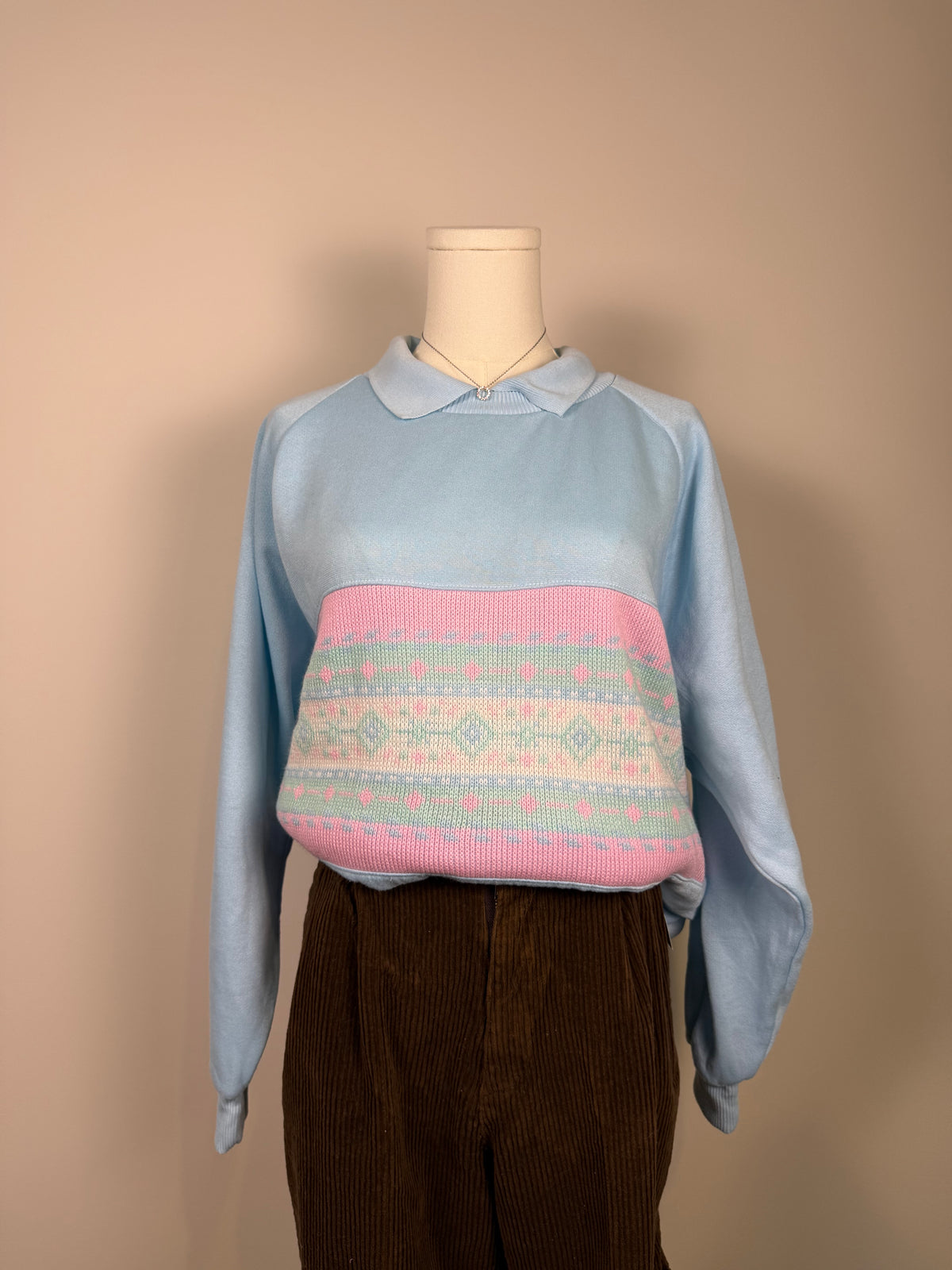90s Pastel Cottagecore Collared Sweater