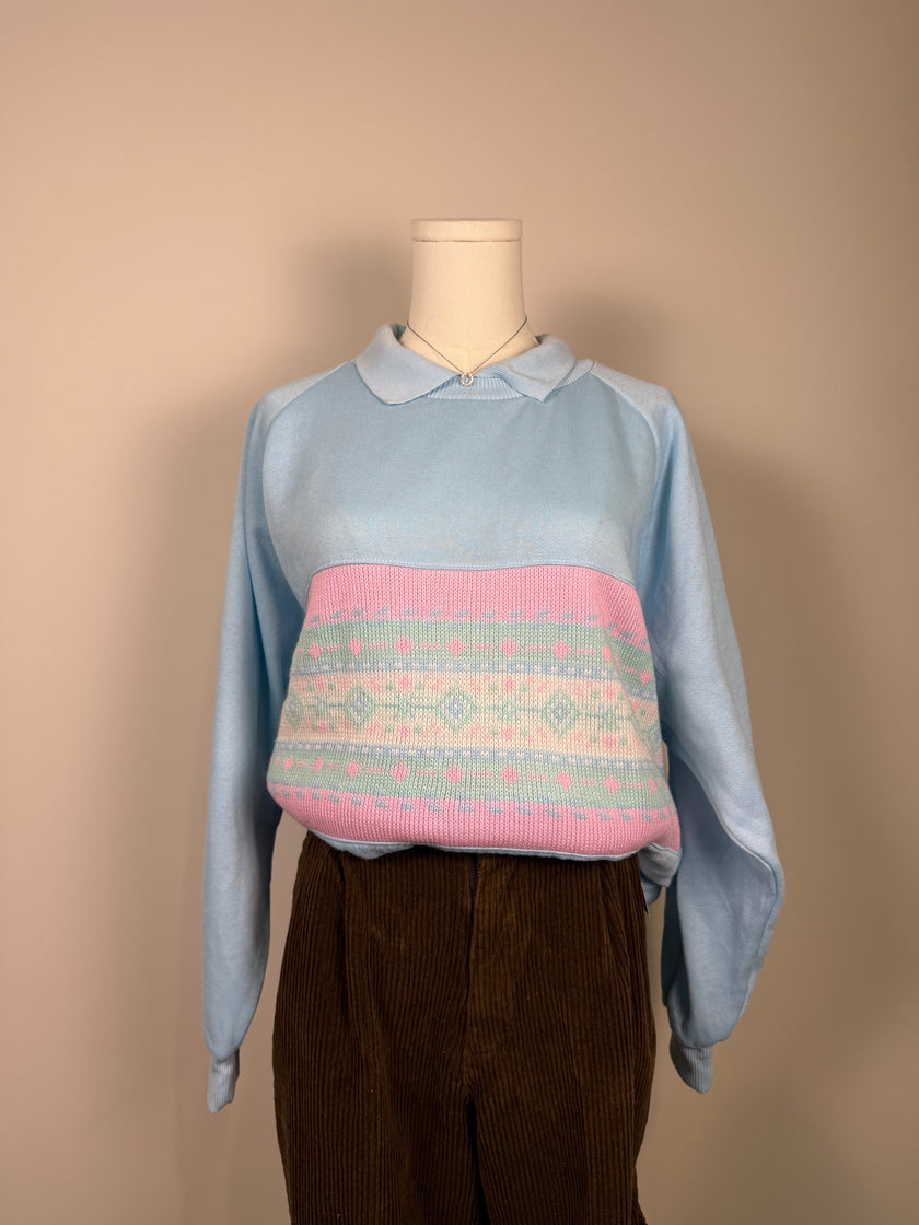 90s Pastel Cottagecore Collared Sweater