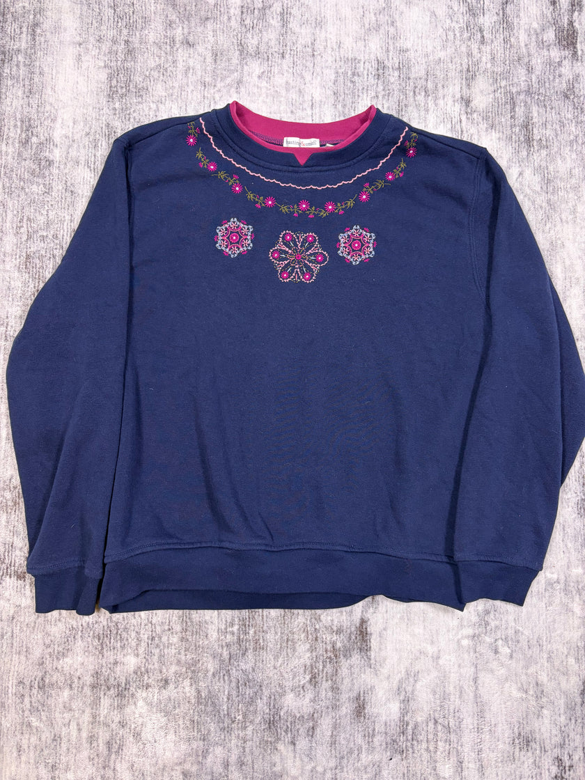 Hasting & Smith Floral Granny Double Collar Crewneck
