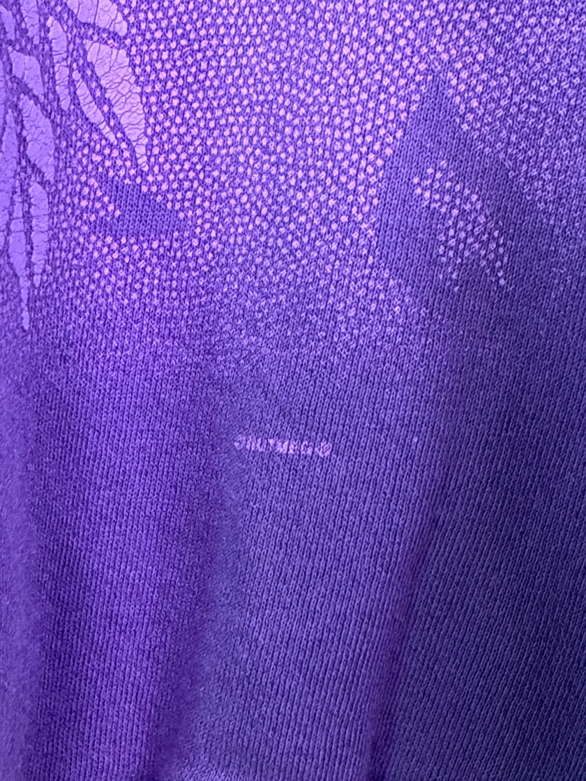 Double Collar Purple Floral Crewneck