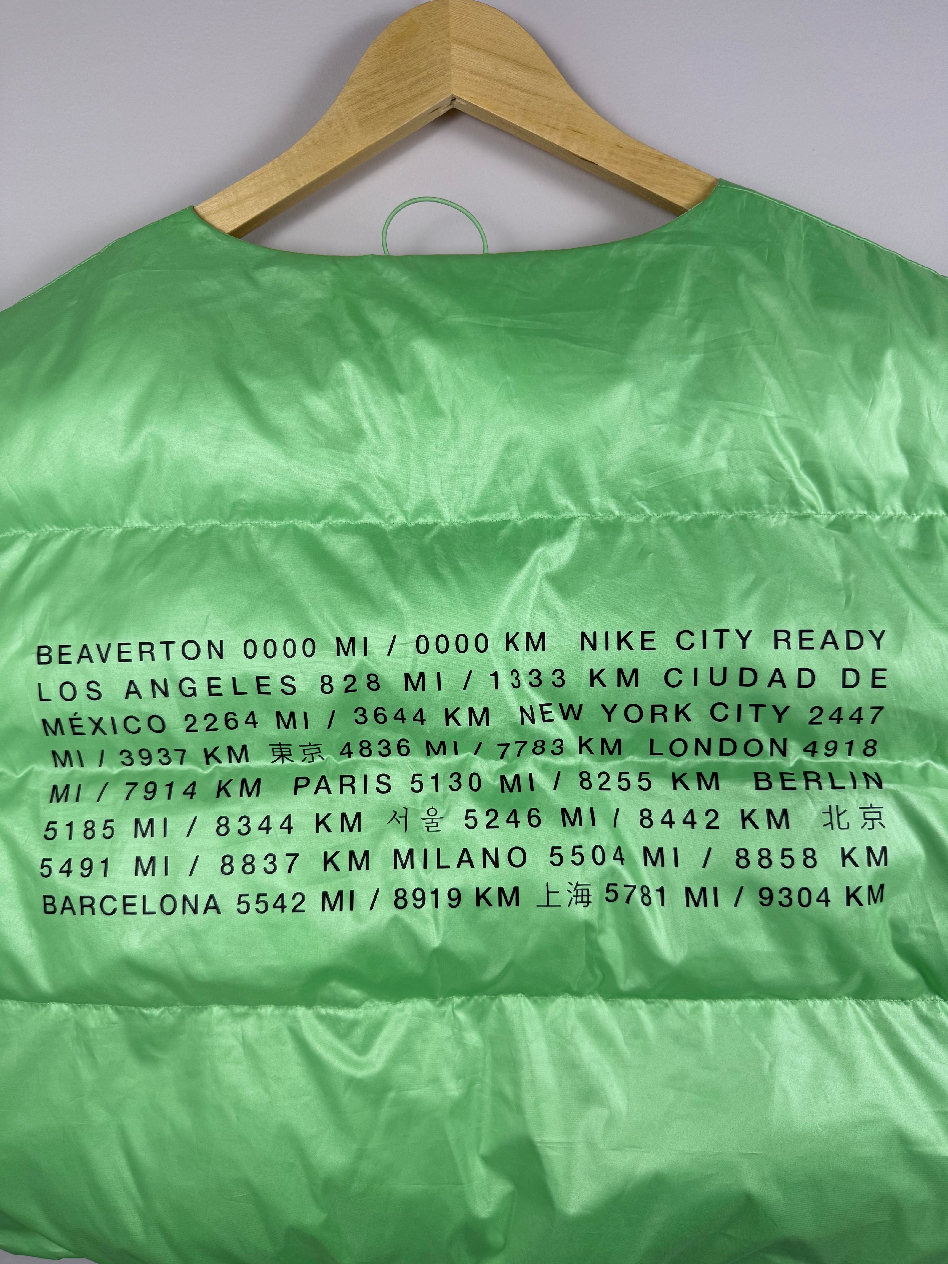 Nike Metallic Neon Green Cropped Puffer Vest