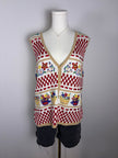 Jantzen Embroidered Granny Floral Picnic Garden Vest