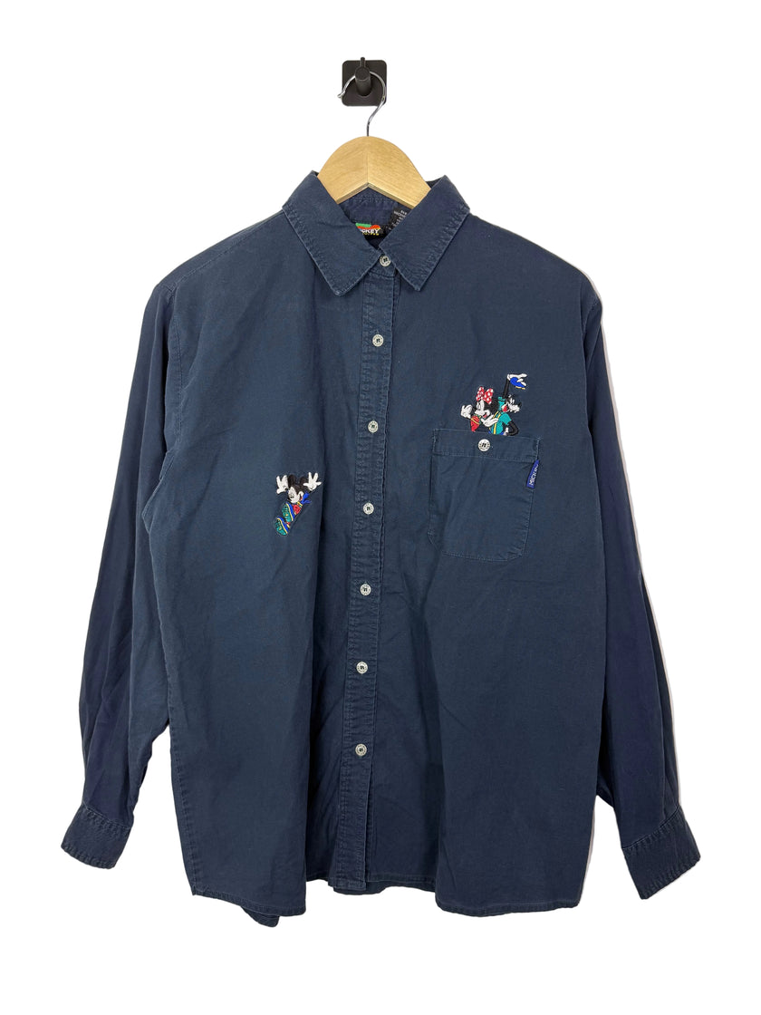 Mickey Mouse Embroidered Button Up