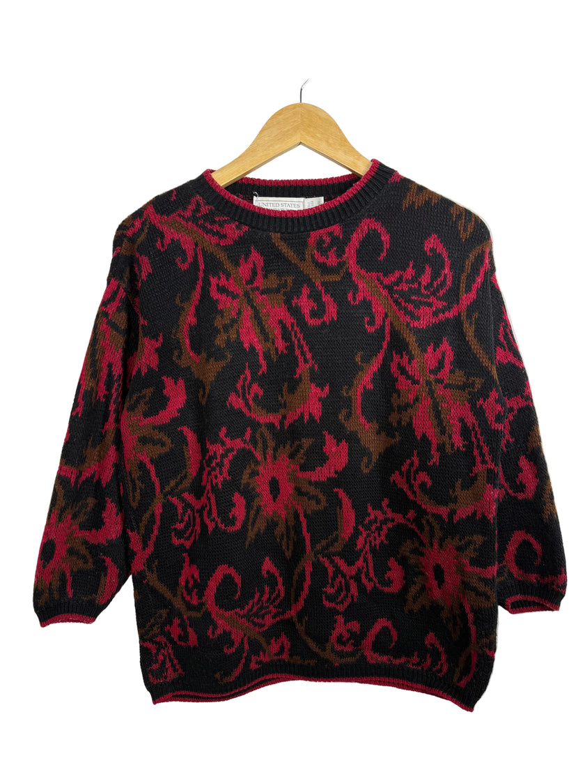 United States Sweaters Floral Granny Knit Sweater