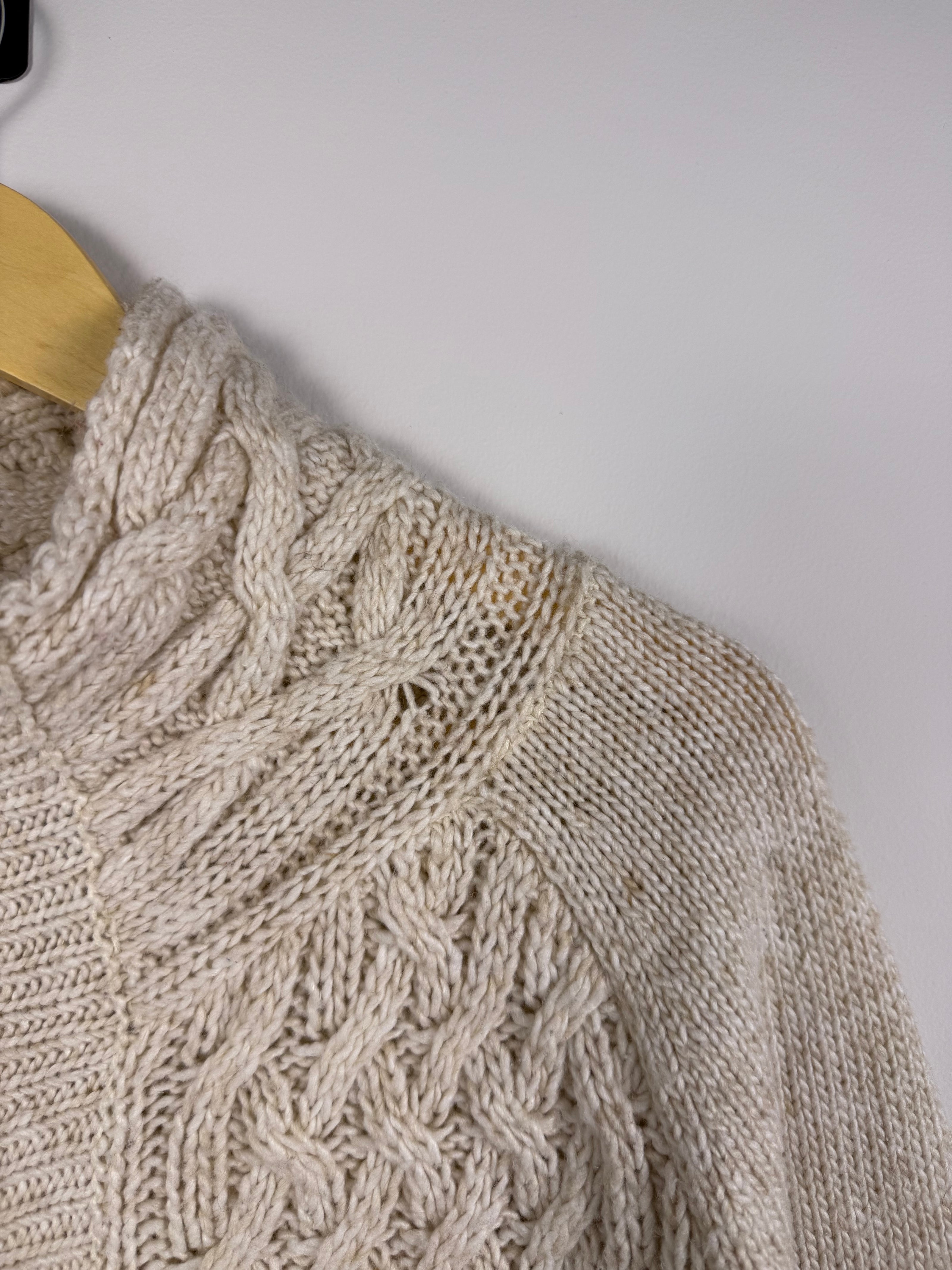 REI Beige Knit Full Zip Sweater