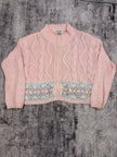 Margules Pink Pastel Cable Knit Button Up Sweater