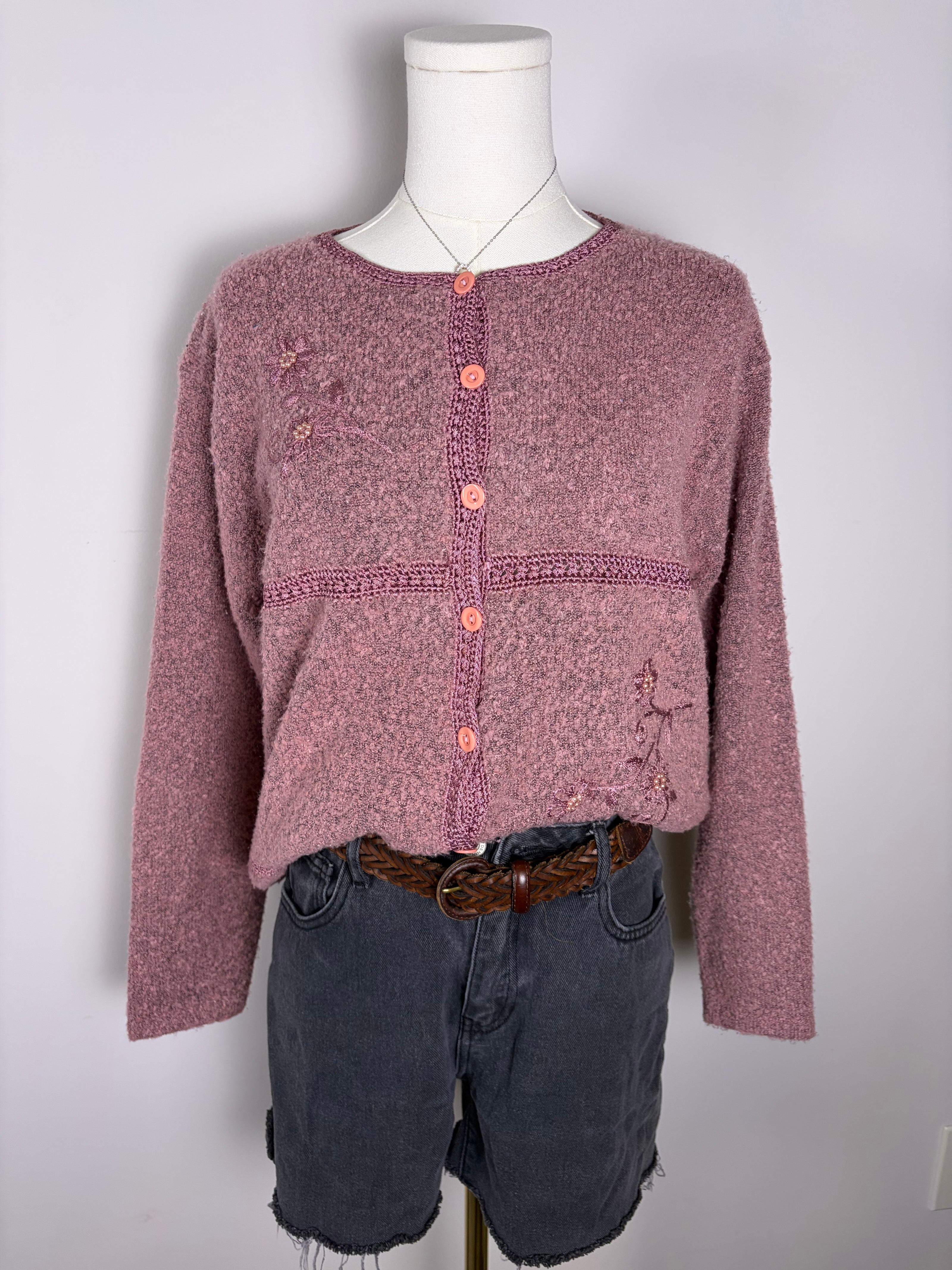 Jenny Floral Sweater Blouse Button Up