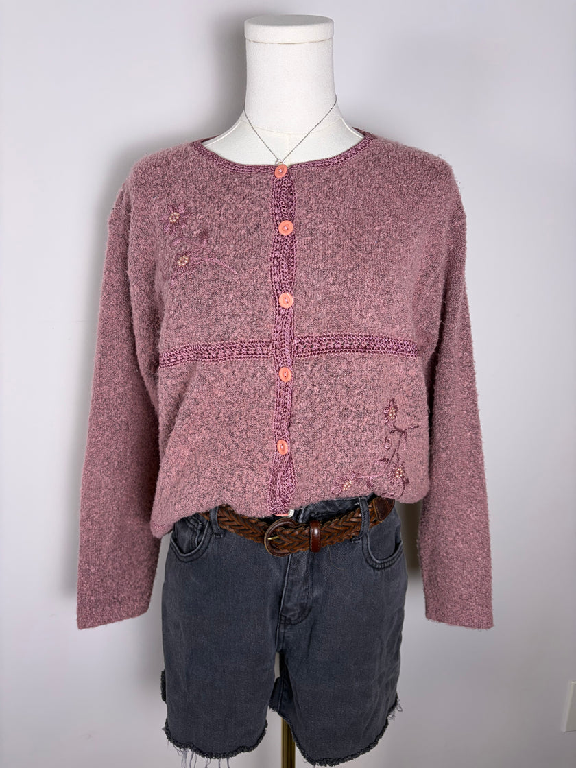 Jenny Floral Sweater Blouse Button Up