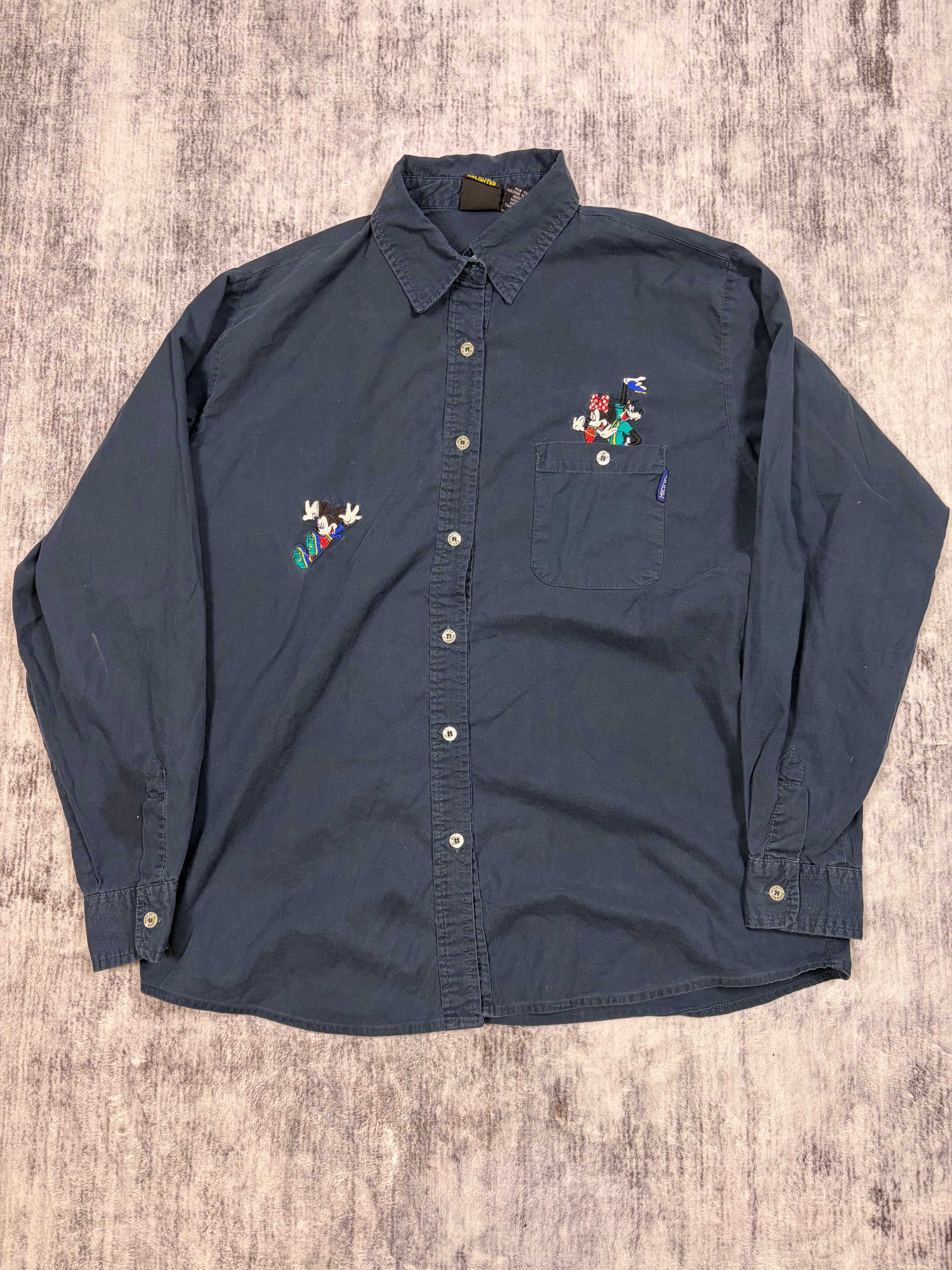 Mickey Mouse Embroidered Button Up