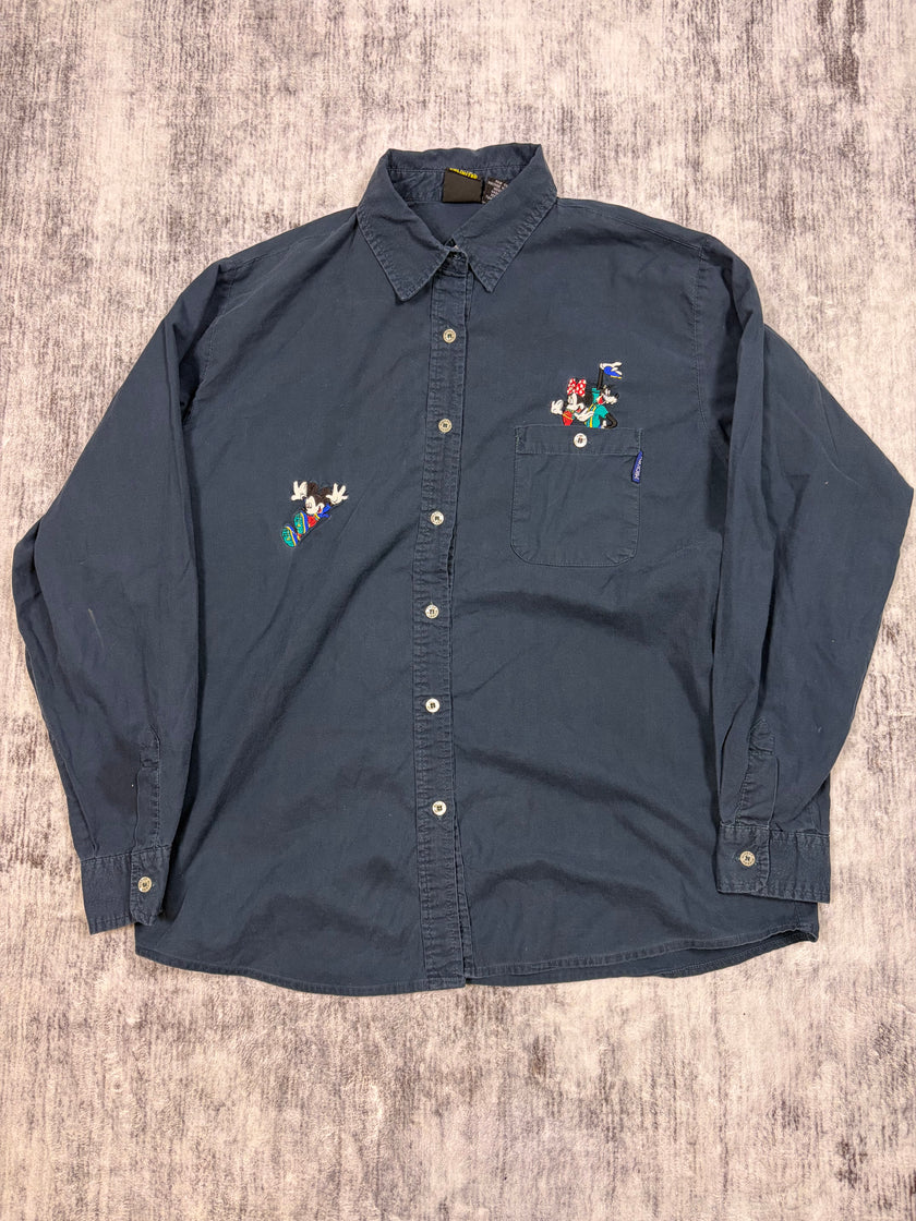 Mickey Mouse Embroidered Button Up